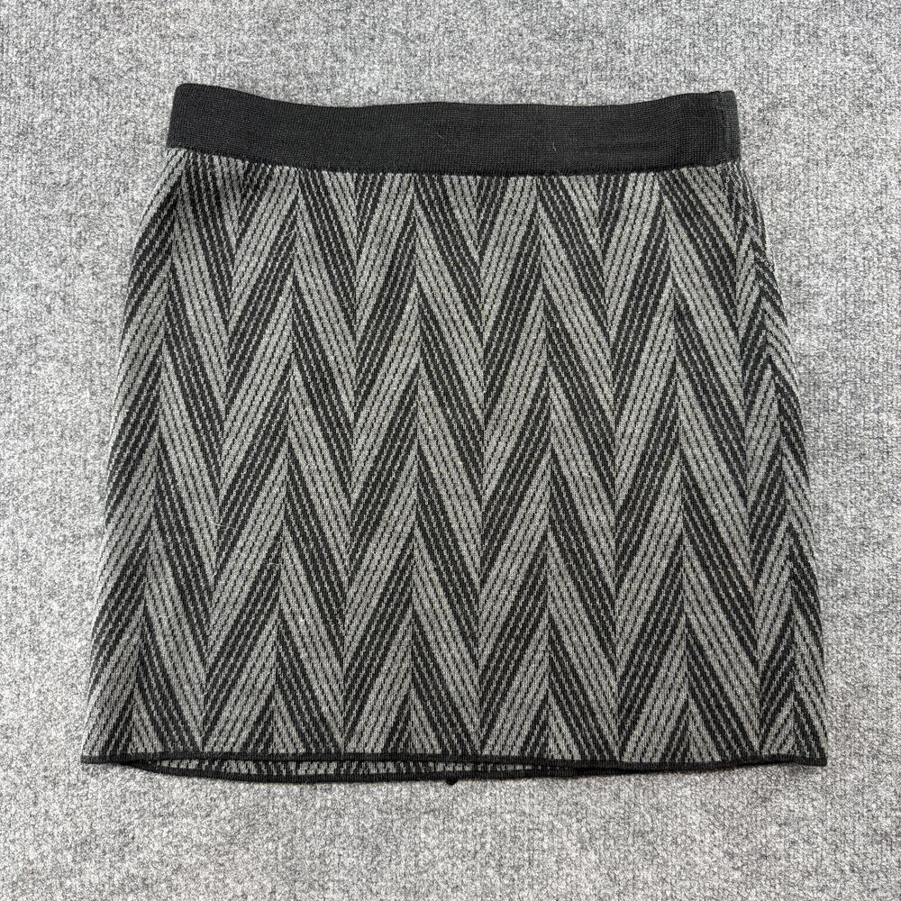 Willi Smith Skirt Womens Large Gray Black Knit Geometric Elastic Waist Wool